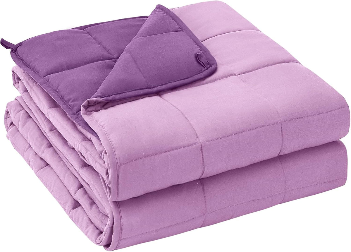 yescool Weighted Blanket for Adults (25 lbs, 60" x 80", Purple) Cooling Heavy Blanket for Sleeping Perfect for 240-260 lbs, Queen Size Breathable Blanket with Premium Glass Bead, Machine Washable