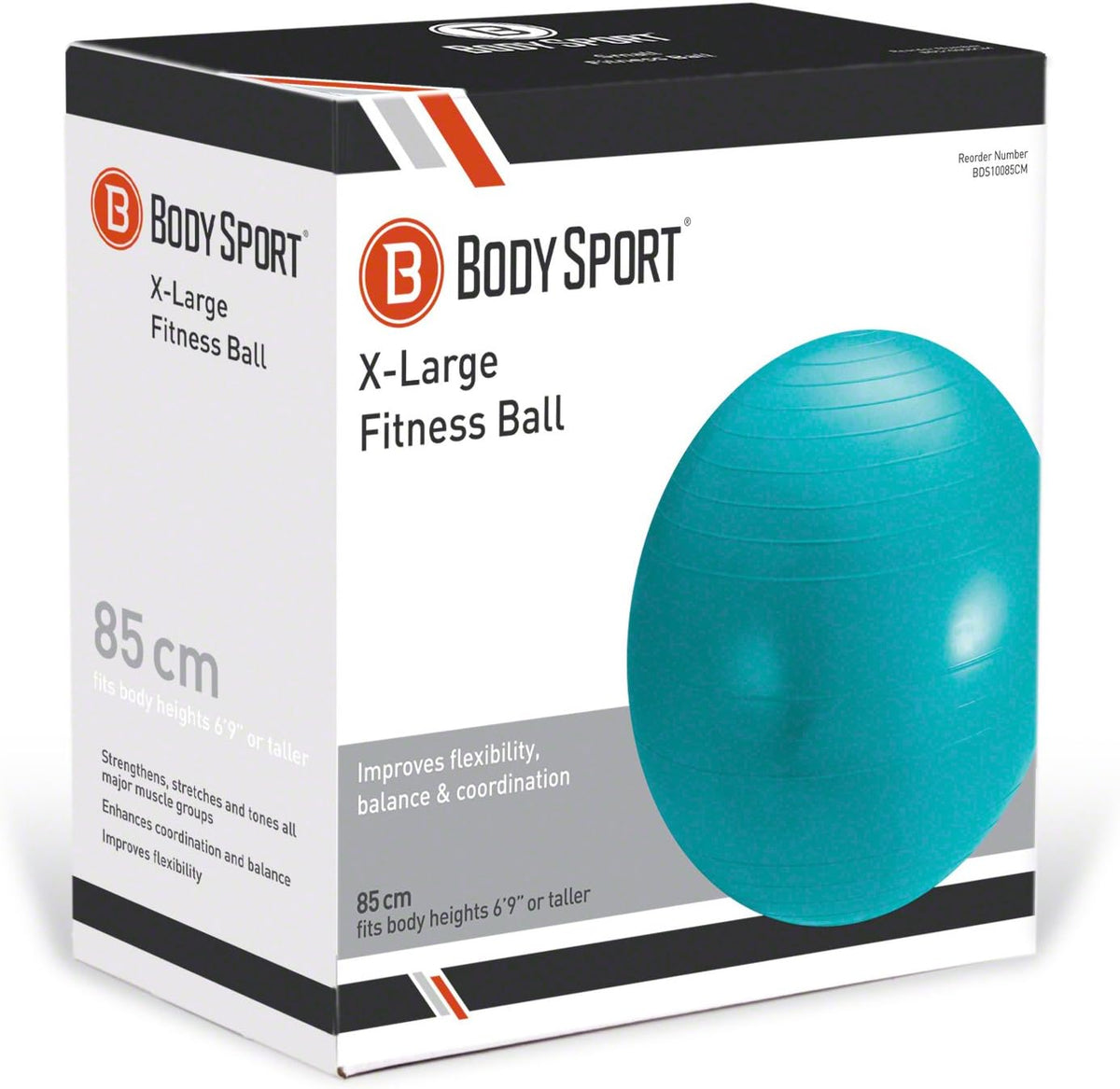 Body Sport Exercise Ball with Pump for Home, Gym, Balance, Stability, Pilates, Core Strength, Stretching, Yoga, Fitness Facilities, Desk Chairs