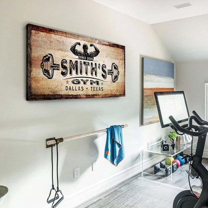 TAILORED CANVASES Personalized Gym Sign Wall Art Decor - Motivational Canvas for Home, Workout Room, Garage, Fitness Center - Inspirational Posters With Name on Rustic Copper, 36x12in