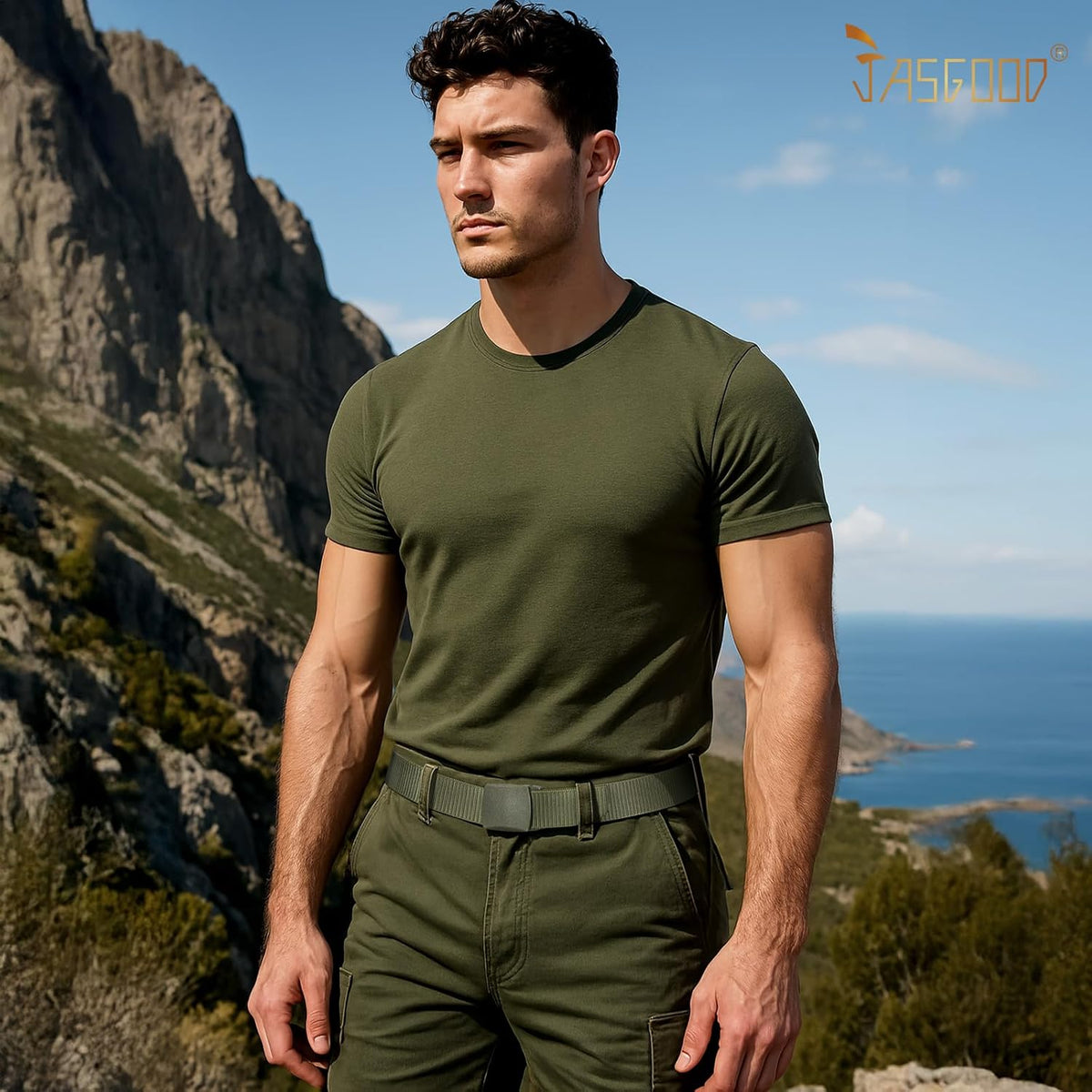 JASGOOD Nylon Canvas Breathable Military Tactical Men Waist Belt With Plastic Buckle