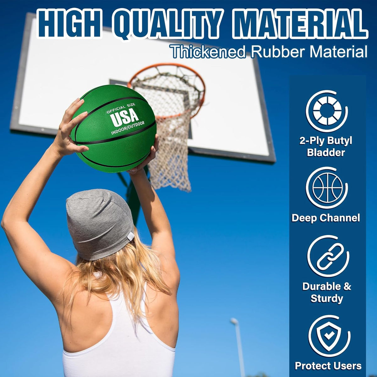 Jenaai 6 Pcs Rubber Basketballs Official Size Bulk Streetballs Multicolor Basket Balls with Pump Plain Basketball Set for Adult Youth Gifts Indoor Outdoor Training Games