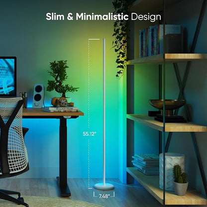 Nanoleaf Matter Smart Floor Lamp, LED Standing Lamps Work with Alexa, Music Sync Corner Lamp,16 Million Colors, 1700lm RGBTW Floor Lamp with Voice Control for Living Room, Ambient Lighting, White