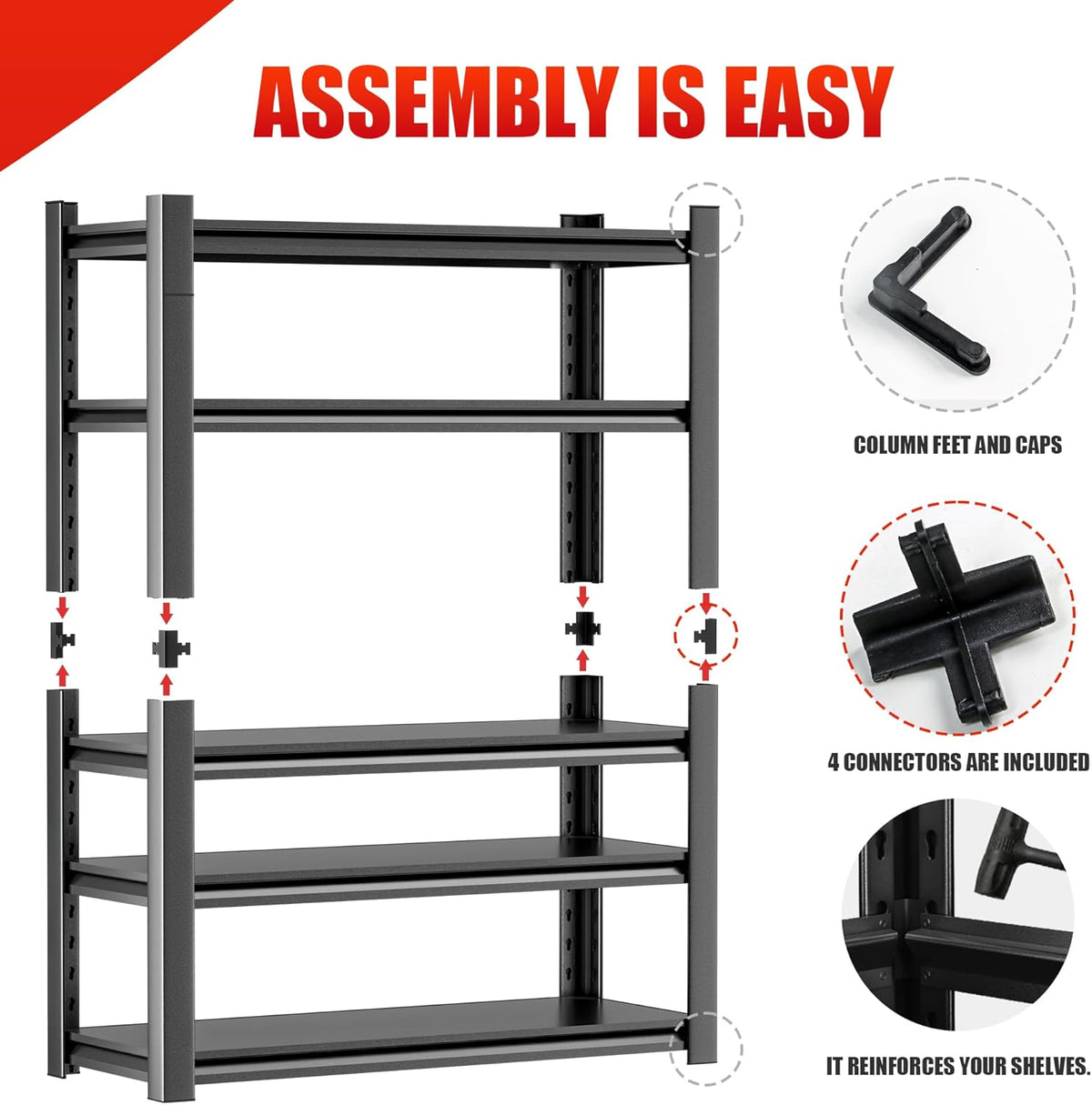 Heavy Duty Storage Shelves 5-Tier Adjustable Garage Shelving Unit, Strong Metal Storage Rack Shelving for Garage, Warehouse, Pantry Organization 16" D x36 W x72 H