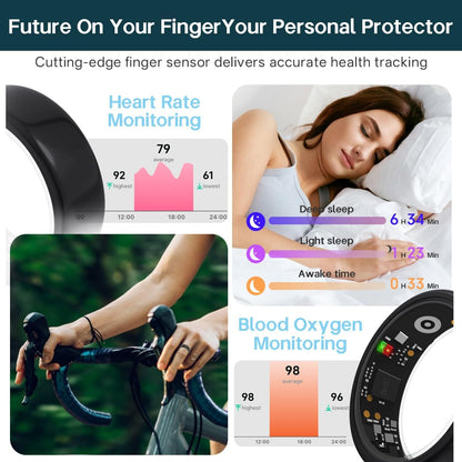 Smart Rings for Women Men,Fitness Tracker Ring,Heart Rate,Blood Oxygen,Blood Pressure,Step Tracker,Sleep Monitoring,No Subscription Fee,IP68 Waterproof Smart Ring for iphone&Android(Silver 13)