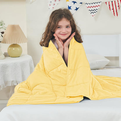 yescool Weighted Blanket (7 lbs, 41" x 60", Yellow) Cooling Heavy Blanket for Sleeping Perfect for 60-90 lbs, Breathable Blanket with Premium Glass Bead, Machine Washable