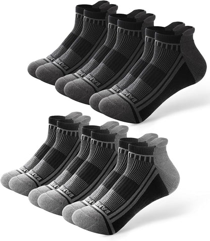 BAMBOO COOL Men's Ankle Socks Moisture Wicking Breathable Odor Control Athletic Cushioned Running Socks Arch Support 8 Pack