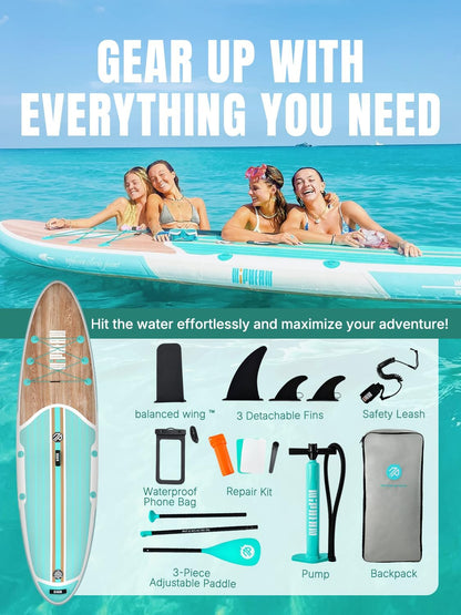 Niphean Inflatable Stand Up Paddle Board with SUP Accessories, Anti-Slip EVA Deck, 10’6’’ Inflatable Paddle Boards for Adults & Youth of All Skill Levels