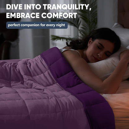 yescool Weighted Blanket for Adults (18 lbs, 60" x 80", Purple) Cooling Heavy Blanket for Sleeping Perfect for 110-130 lbs, Queen Size Breathable Blanket with Premium Glass Bead, Machine Washable