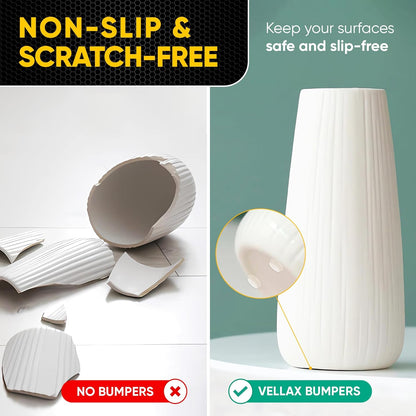 25 Clear Cabinet Door Bumpers - 1/2” Diameter White Self Adhesive Pads, Stoppers, Rubber Bumpers for Drawers, Cupboards, Cutting Boards, Glass Tops, Picture Frames, Kitchen Furniture by Vellax