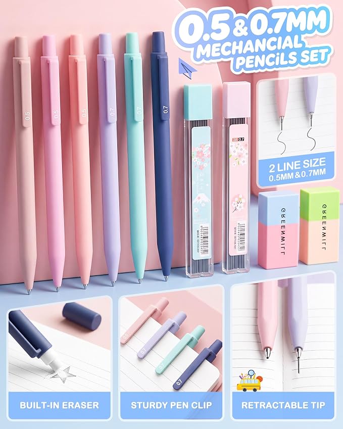 63PCS Stationery Set Aesthetic School Supplies with Pen Case & Notebook