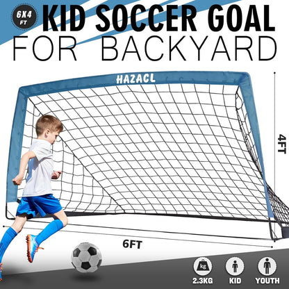 Kids Soccer Goal for Backyard, 6x4 9x5 FT Portable Soccer Nets Pop Up with Ball, Agility Ladder, Cones, Target & Carry Bag for Toddler Youth Outdoor Indoor Training Practice Sports Games Play