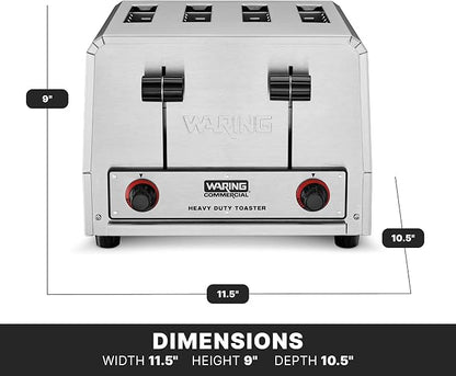 Waring Commercial WCT800RC 4-Slice Heavy Duty Commercial Pop-Up Toaster, 120V, 1800W, 5-15 Phase Plug