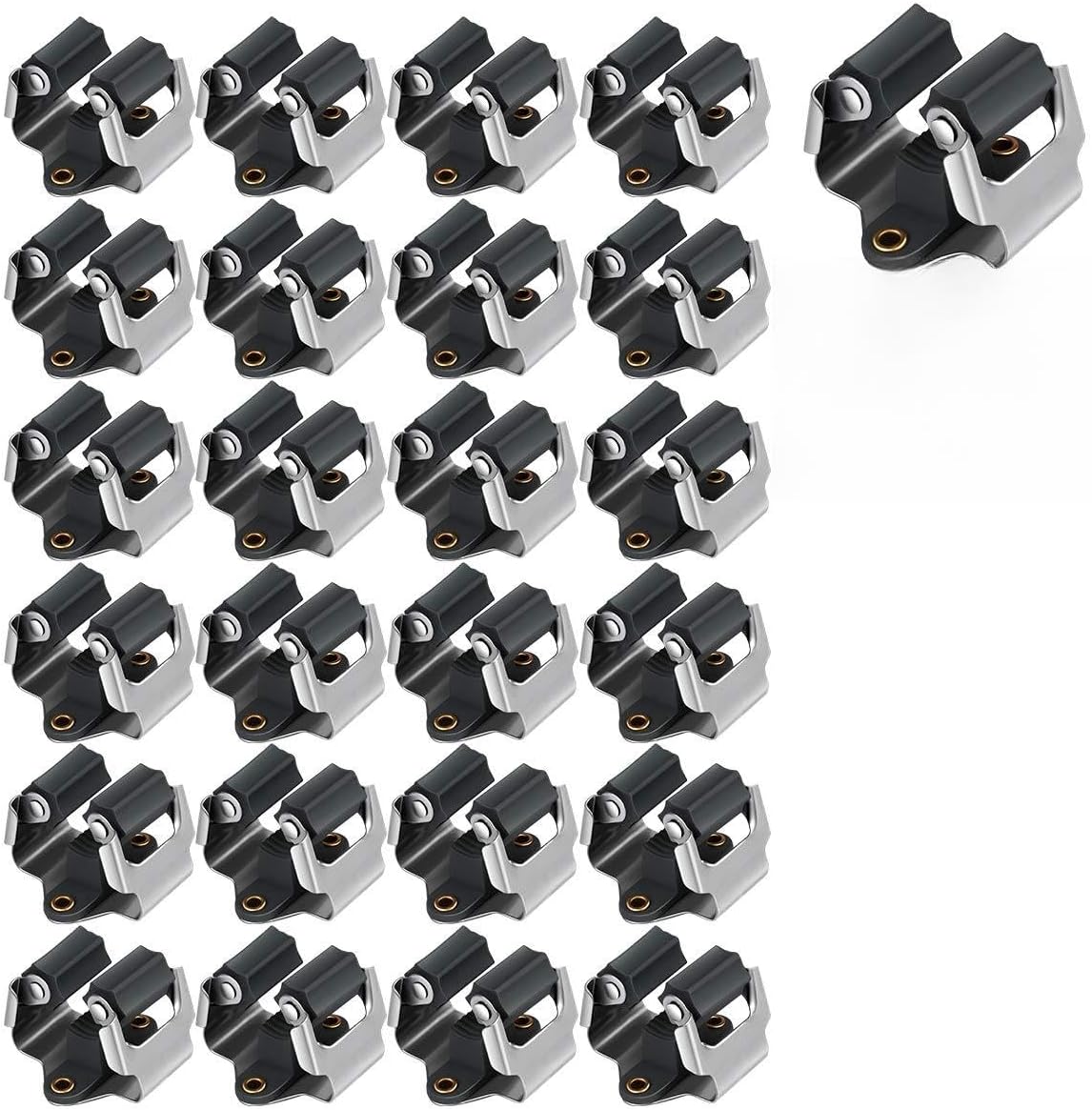 3-H Mop and Broom Holder Wall Mount 25 Pack, Broom Hanger Wall Mount for Garage Garden Shed Storage System Laundry Room Home Kitchen Organization up to 1.45 Inch(black)
