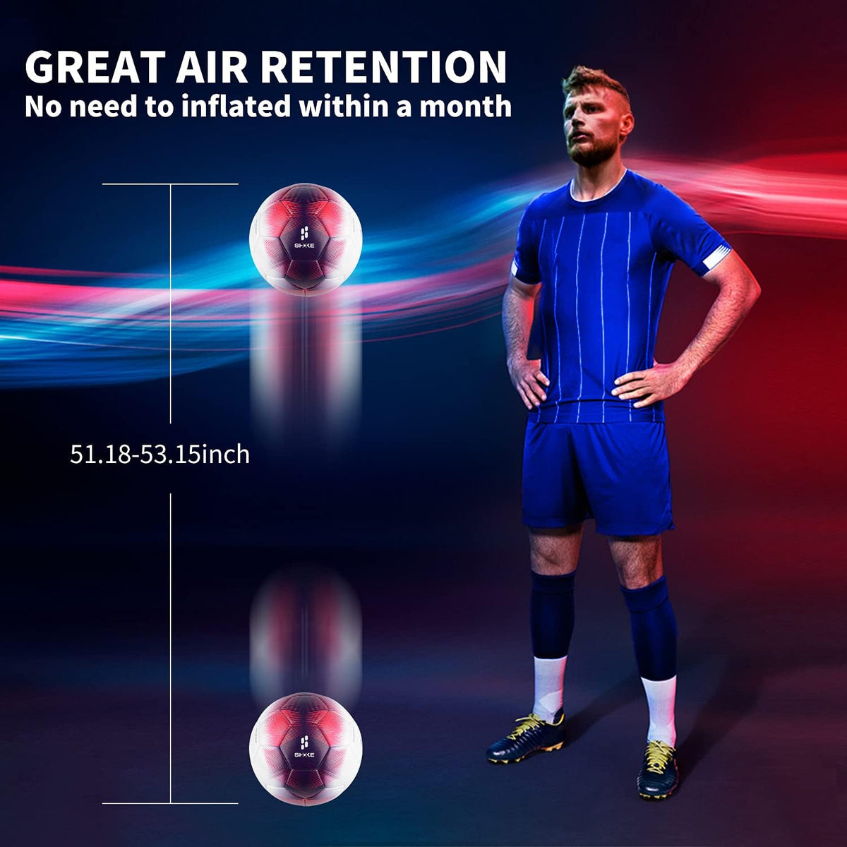 SHOKE Soccer Ball Size 5 Official Size Soccer Ball Thermal Bonded Training Slip Resistant