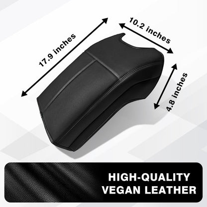 Muslogy Center Console Armrest Cover Compatible with Ford F250 F350 F450 2011-2016 Super Duty Comfort Armrest Pad Arm Rest Cushion Vegan Leather Protector Regular Thick(Bucket Seat ONLY)