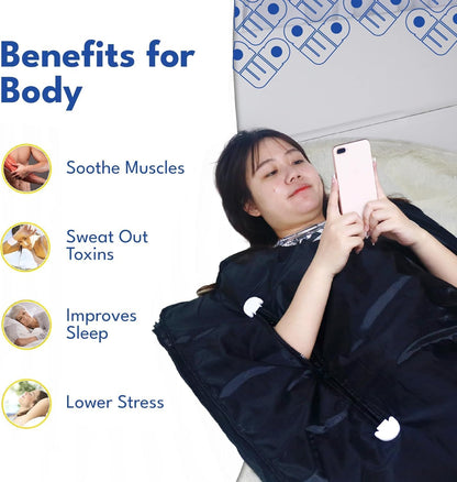 Infrared Sauna Blanket for Home | Portable Far Infrared Sauna Bag for Detox, Weight Loss & Relaxation, Dry Heat Therapy, Personal At-Home Wraps with Adjustable Temp 95-176°F. 120V 400 Watts, 70" x 31"