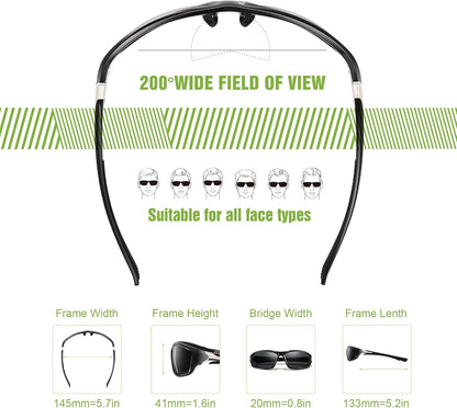 3 Pack Polarized Sports Sunglasses for Men, Mens Sunglasses Wrap Around UV400 Protection for Cycling Fishing Driving