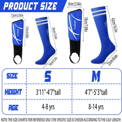 Soccer Shin Guards and Socks Kids Youth Lightweight Soccer Pads Defender with Ankle Protection Ski Shin Guards Football Equipment for Age 4-14 Toddler Boys Girls Teens