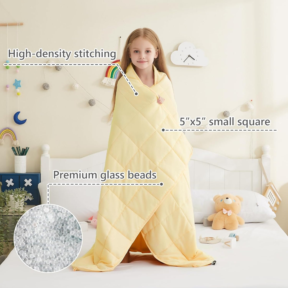 L'AGRATY Weighted Blanket - 36"x48" 5lbs Weighted Blanket Microfiber Material with Glass Beads Small Blanket for All-Season Summer Fall Winter Soft Thick Blanket