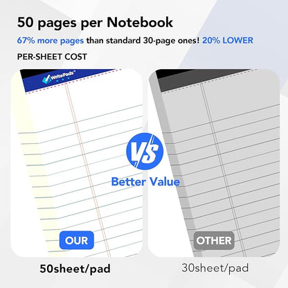 KAISA Colored Legal Pad 15lb Recycled Paper Writing Pad, 4pcs 5"x8" Narrow Ruled and 4pcs 8.5x11 inch Wide Ruled, 50 Sheets, Mixed 8pads, KSU-7358