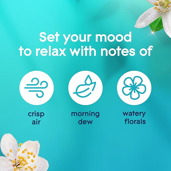 Glade PlugIns Refills Air Freshener, Dewdrop Petals, Scented and Essential Oils for Home and Bathroom, 0.67 Fl Oz, 5 Count