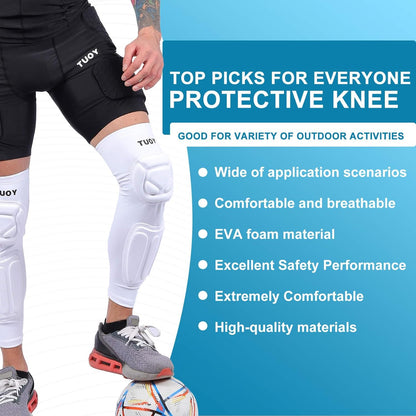 TUOY Knee Pad with Shin Guard Pads, Protective Shin/Knee Sleeve Support for Soccer, Football, Basketball, Wrestling, Volleyball (A Pair)
