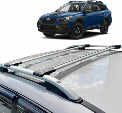 Roof Racks Cross Bars for Subaru Outback Wilderness 2021 2024 Roof top Cargo Box Tent Bike Kano Basket Carrier Gray Aluminum