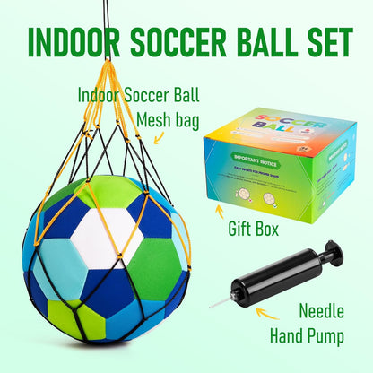 Indoor Soccer Ball with Fabric Cover - Soft and Safe Soccer Ball Size 4 for Inside House Home and Yard - Colorful Soccer Gift for Toddlers, Kids, Boys and Girls 3-5 5-8 8-12 Years Old