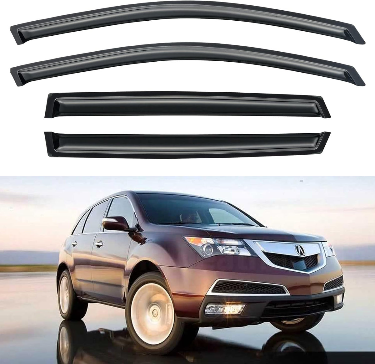 Window Visors Rain Guards Shield for 2007-2013 Acura MDX, Out-Channel Window Vent Wind Deflectors Visors Shades for 07 08 09 10 11 12 13 Acura MDX