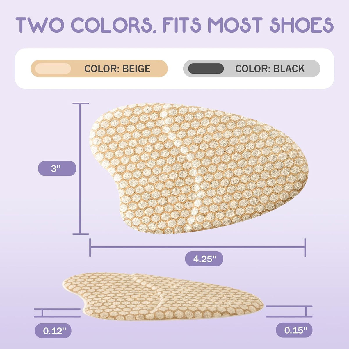 Metatarsal Pads for Women, Ball of Foot Cushions, Heel Inserts, High Heel Comfort Pads (2 Pairs), Anti Slip, Invisible Design