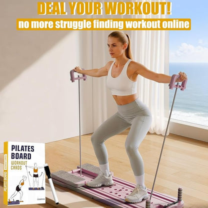 Pilates Board for Women-71 Exercise Cards with Pilates Board，Includes 4-Week Challenge,2 Rings& Dry-Erase for Easy Organization-Home, Gym or Studio (Pilates Board)