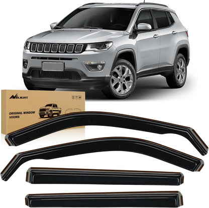 Nilight Vent Window Visors for Jeep Compass 2017 2018 2019 2020 2021 2022 2023 2024, in-Channel Rain Guards, Original Window Deflectors-4PCS