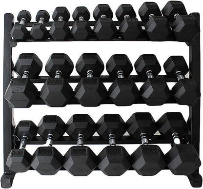 350-550 lbs Rubber Hex Dumbbells with Rack Free Weight for Home Gym, Durable Rubber Dumbbell with Storage,Coated Cast Iron Weight Strength Training Dumb bell Exercise Fitness Equipment