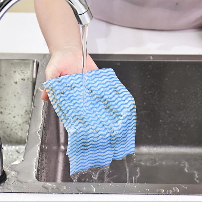 Blue Disposable Kitchen Cleaning Towel Heavy Duty Cleaning Rags Disposable Dish Cloths 50 Count/Pack