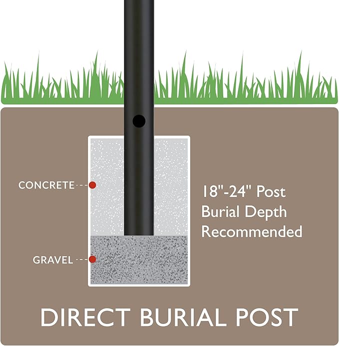 Design House 502047 Outdoor Steel Lamp Post with Plastic Cross Arm and Photo Eye, Dusk to Dawn Sensor, Black