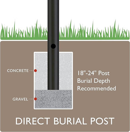 Design House 502047 Outdoor Steel Lamp Post with Plastic Cross Arm and Photo Eye, Dusk to Dawn Sensor, Black
