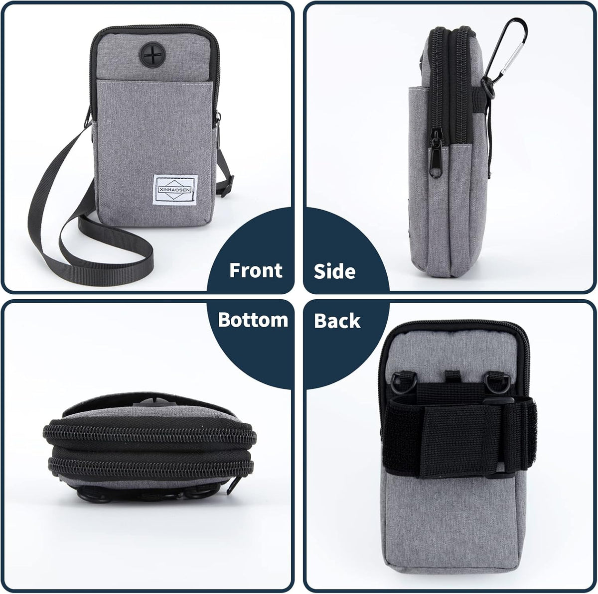 Cell Phone Purse Waist Pack Bag Travel Crossbody Bag Wristband Sport Armband Wallet with Removable Shoulder Strap (Navy Blue)