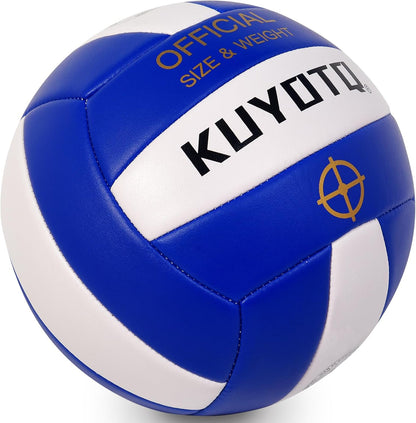 KUYOTQ Official Size 5 in&Outdoor Beach Volleyball,3MM Thickened Surface Soft Leather Youth Womens Mens Volleyball for Game Gym Training(Deflated)