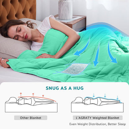 L'AGRATY Weighted Blanket - 48"x72" 15lbs Cooling Breathable Heavy Blanket Microfiber Material with Glass Beads for Adult All-Season Summer Fall Winter Soft Thick Comfort