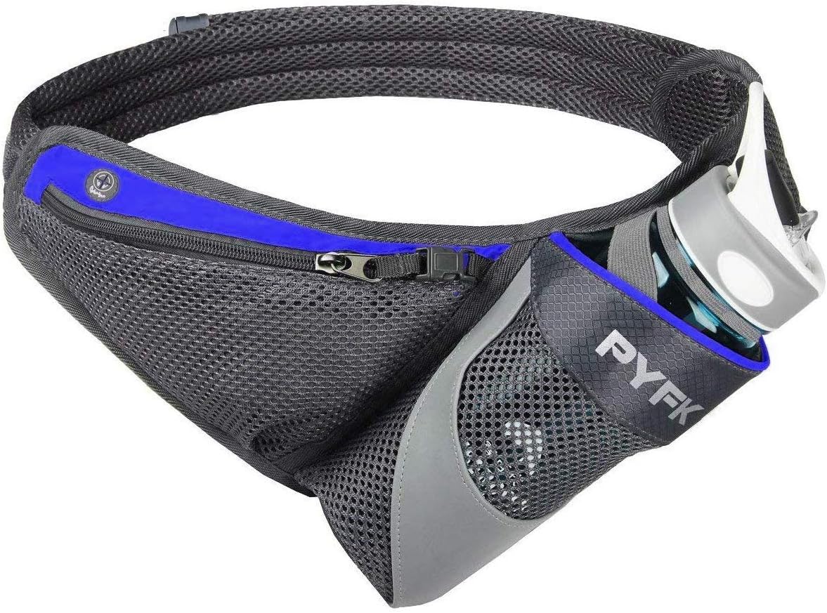 PYFK Running Belt Hydration Waist Pack with Water Bottle Holder for Men Women Waist Pouch Fanny Bag Reflective