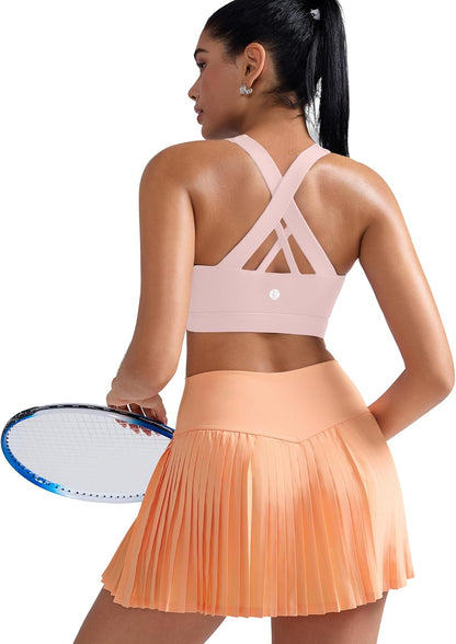 RUNNING GIRL Sports Bra for Women, Criss-Cross Back Padded Strappy Sports Bras Medium Support Yoga Bra with Removable Cups