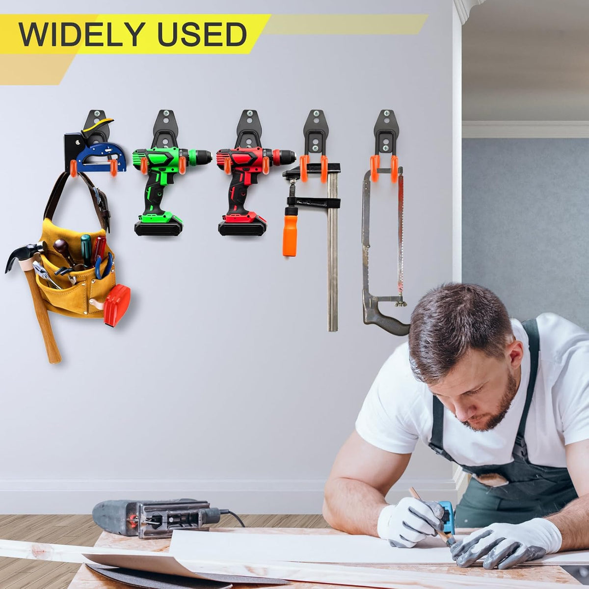 8 Pack Heavy Duty Garage Hooks Storage Organizer Wall Mount Power and Garden Tool Hangers, for Hanging Ladders, Ropes, Hose, Bulk Items