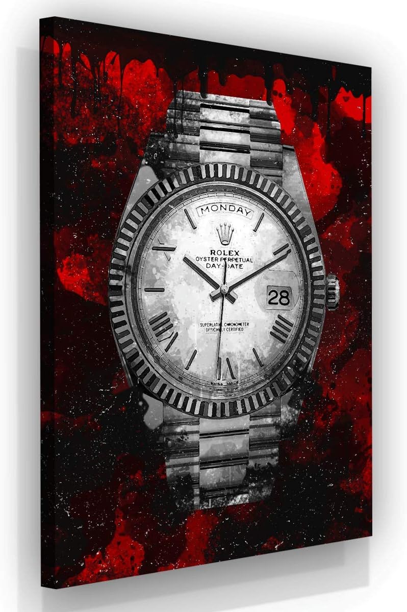 Luxury Watch Canvas Print Office Wall Decor Modern Art Pop Culture Decoration Inspiration Clock Timer Prints Framed Arts Walls Furniture (36" x 24")