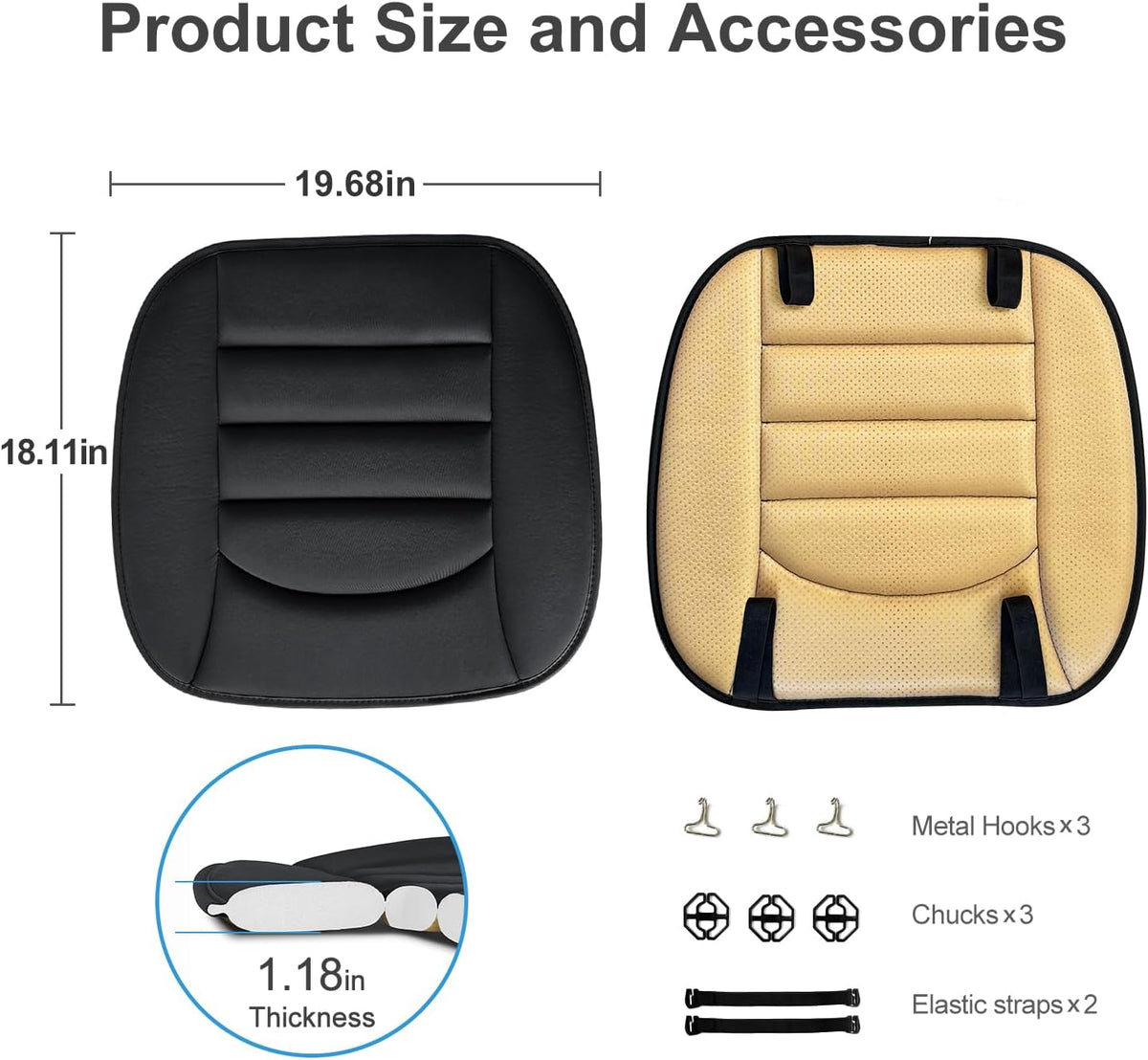 Car Seat Cushion Chair Cushions, 1.2in Memory Foam Pressure Relief Seat Cushion for Car, Non-Slip Design Car Truck Seat Cushion for Driving, Ergonomic Chair Seat Pad for Office Gaming Wheelchair