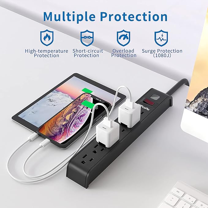 Power Strip, Multi-Outlet Surge Protector (4 FT)