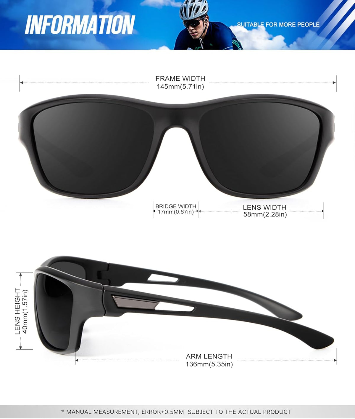 KALIYADI Polarized Sunglasses for Men, Sports Sun Glasses for Driving Cycling Fishing with UV protection