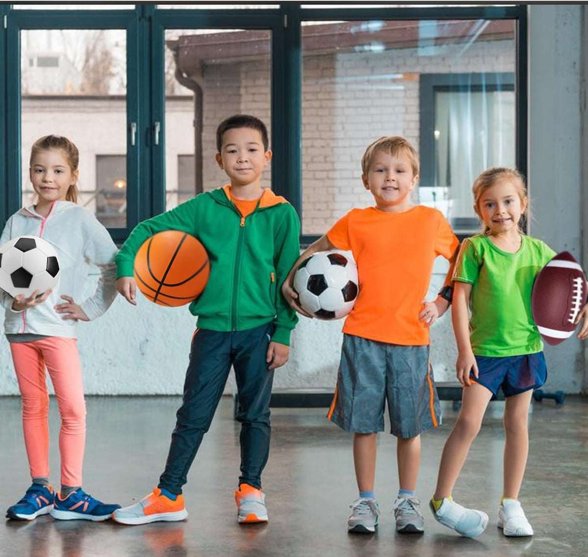 3-Piece Sports Balls Set, Includes Size 5 Basketball, Size 4 Soccer Ball, Size 6 Football & Pump, Sports Equipment Perfect Sports Gift for for Boys, Girls, Teens, and Adults