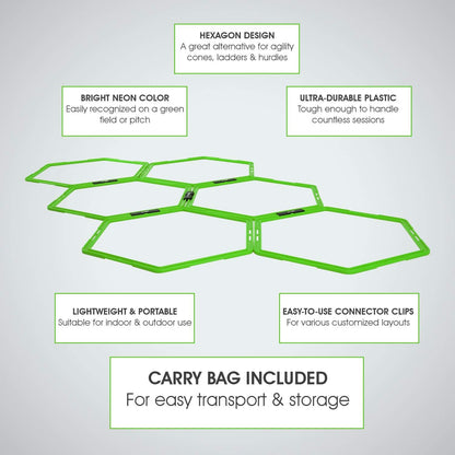 Yes4All Hex Agility Rings/Speed Rings with Carrying Bag – Hexagon Rings, Agility Hurdles for Agility Footwork Training