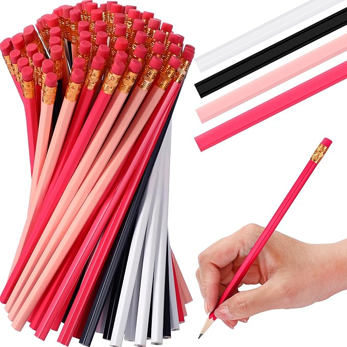 TecUnite 120 Pcs #2 HB Pencils with Eraser,Pink Black Series