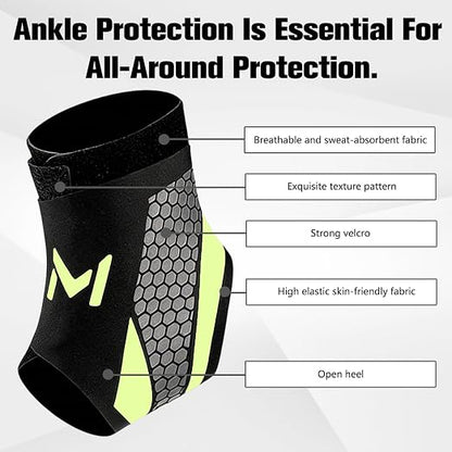 Ankle Brace Compression Support Stabilizer for Men Women, Adjustable Lace-up Ankles Sock, Sports Basketball Sprain Recovery Foot Orthopedic Grade Tendonitis Compression Sleeve, Green